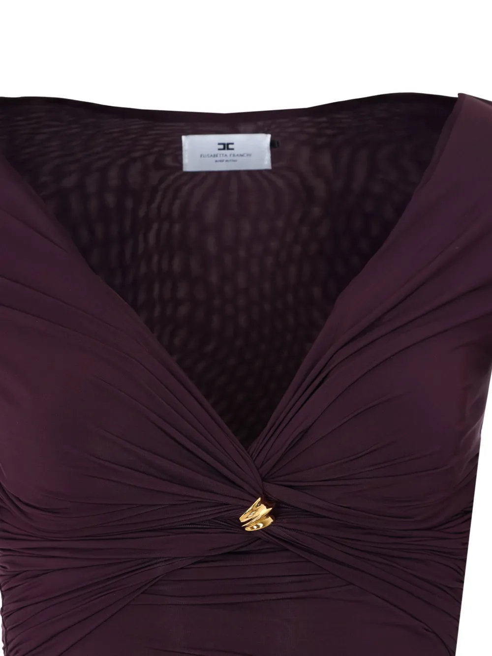 Elisabetta Franchi Top met ruches en ringdetail Bruin