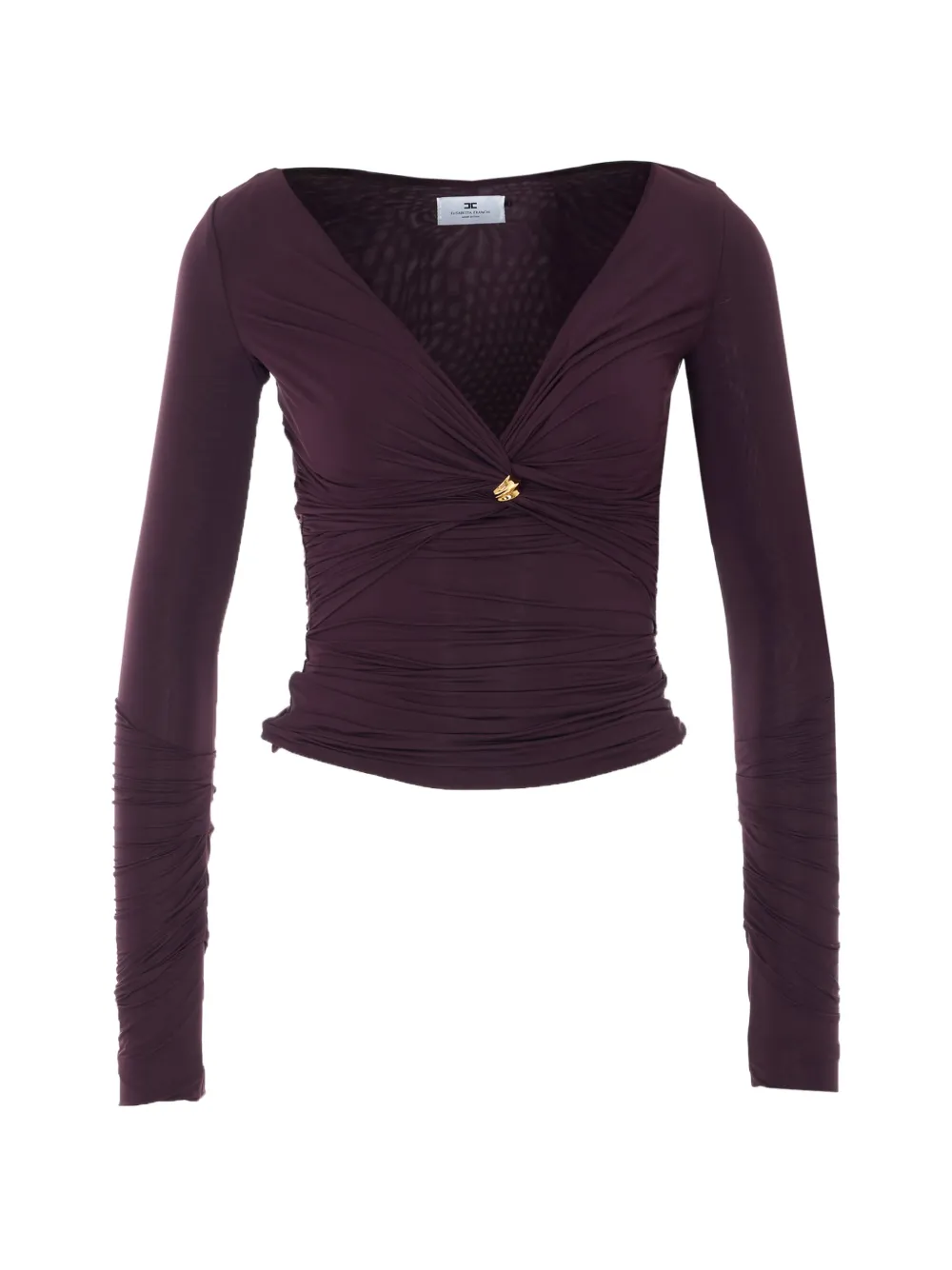 Elisabetta Franchi ring-detail ruched top - Marrone
