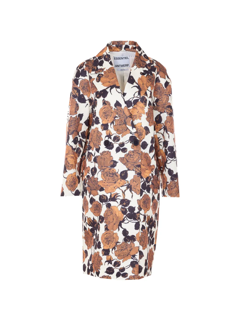 Essentiel Antwerp floral-print double-breasted coat - Nude