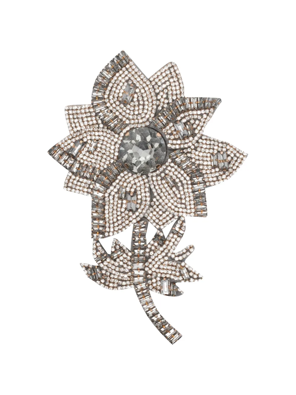 Essentiel Antwerp flower-shaped rhinestone brooch - Grigio