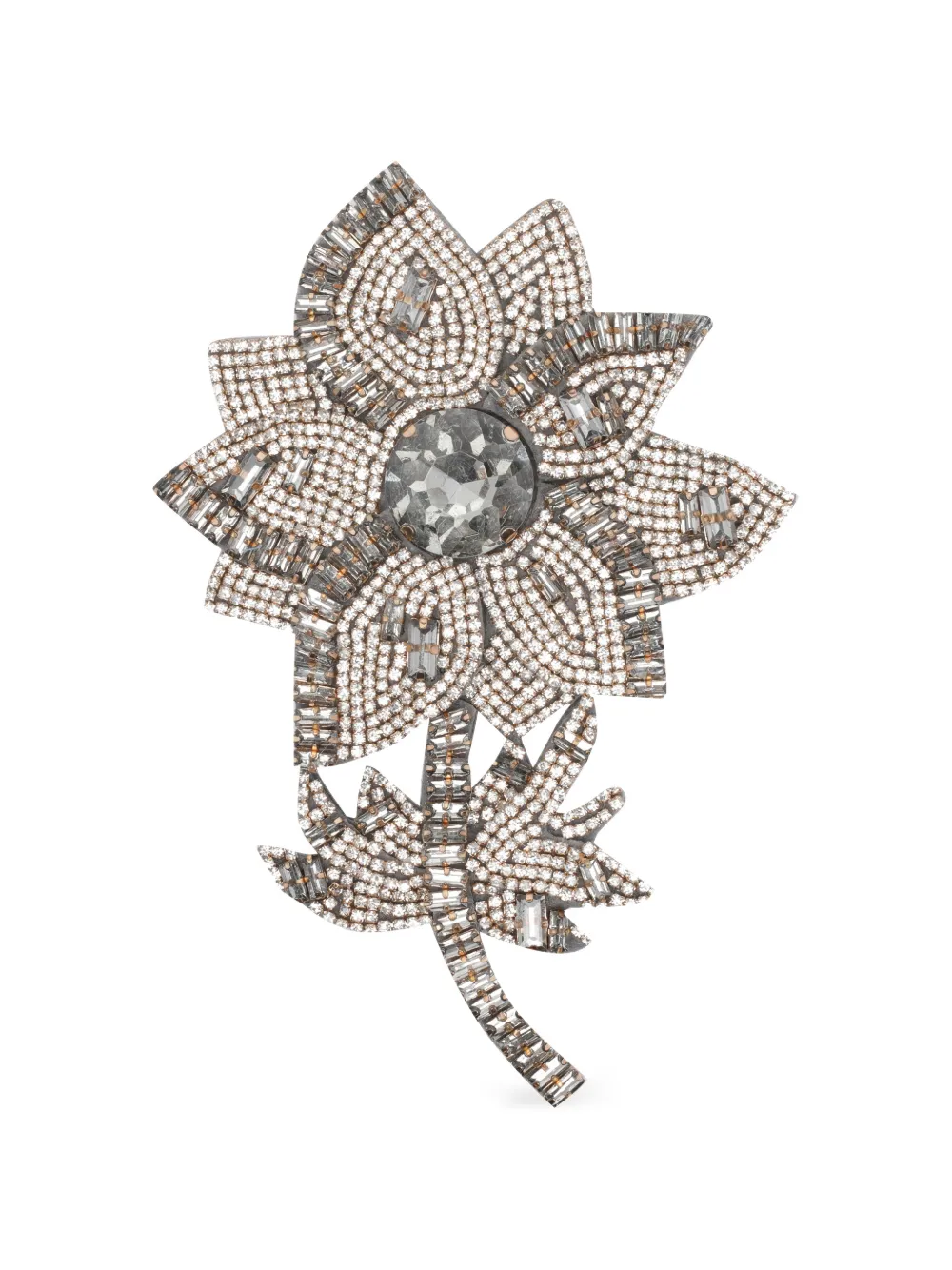 Essentiel Antwerp flower-shaped rhinestone brooch - Grau