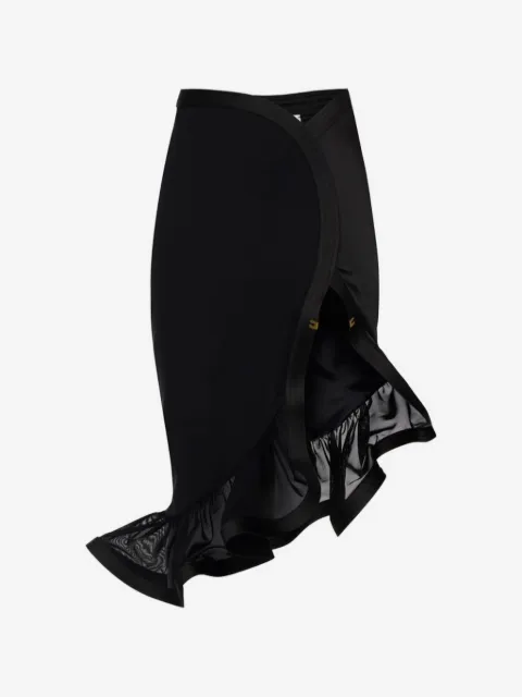 Elisabetta Franchi skirt in crêpe and satin fabrics with flounce