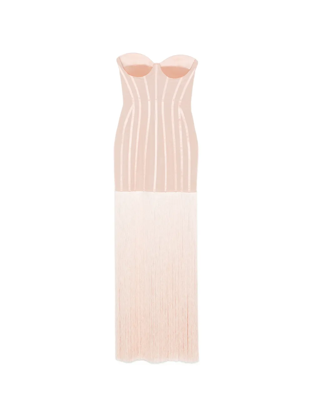 Elisabetta Franchi fringe-detail corset maxi dress - Toni neutri