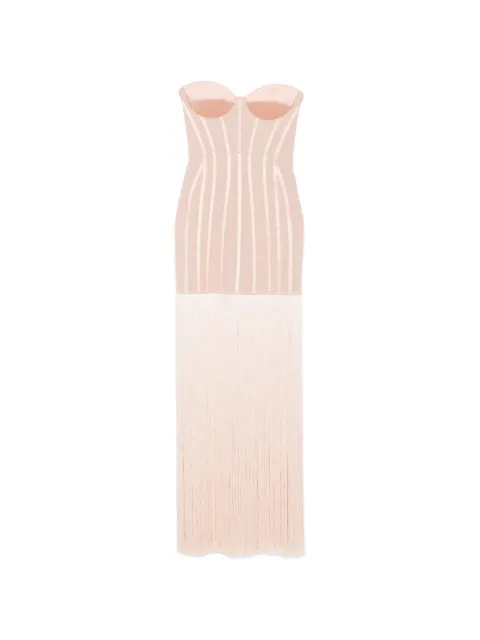 Elisabetta Franchi fringe-detail corset maxi dress