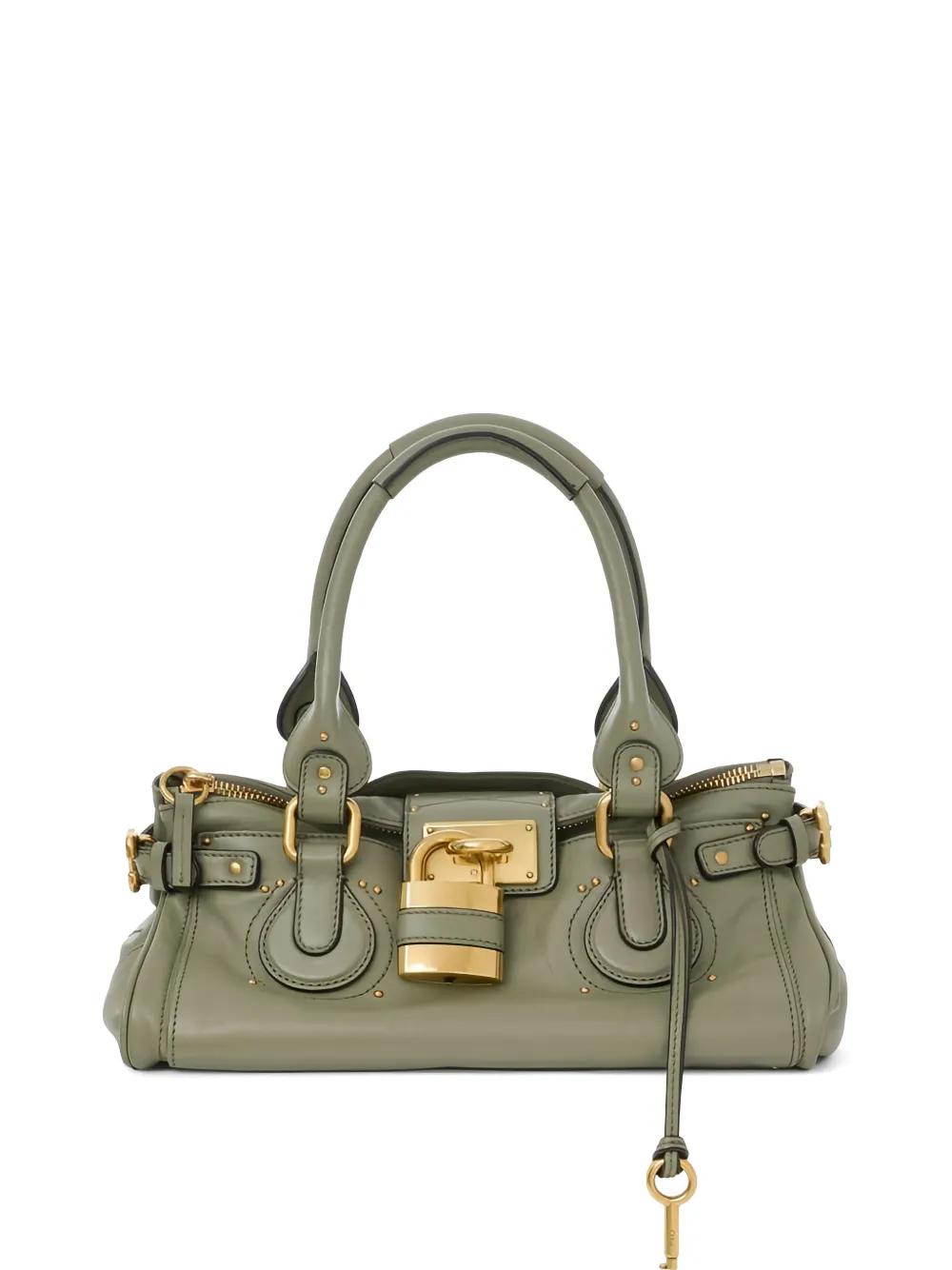Chloé Paddington padlock leather tote bag - Verde