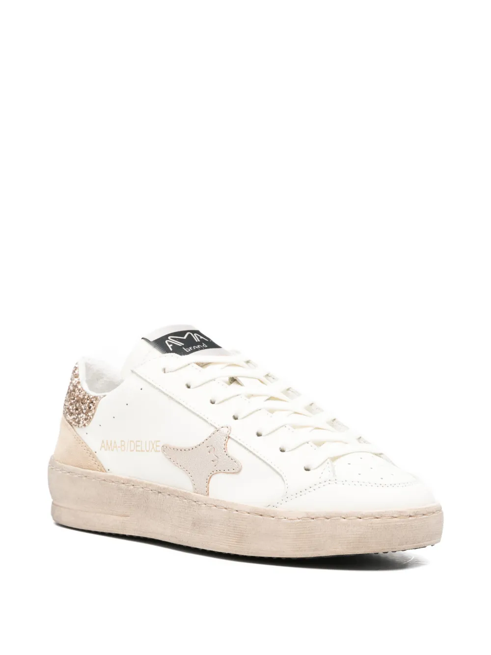 Ama Brand glitter-detail leather sneakers Wit