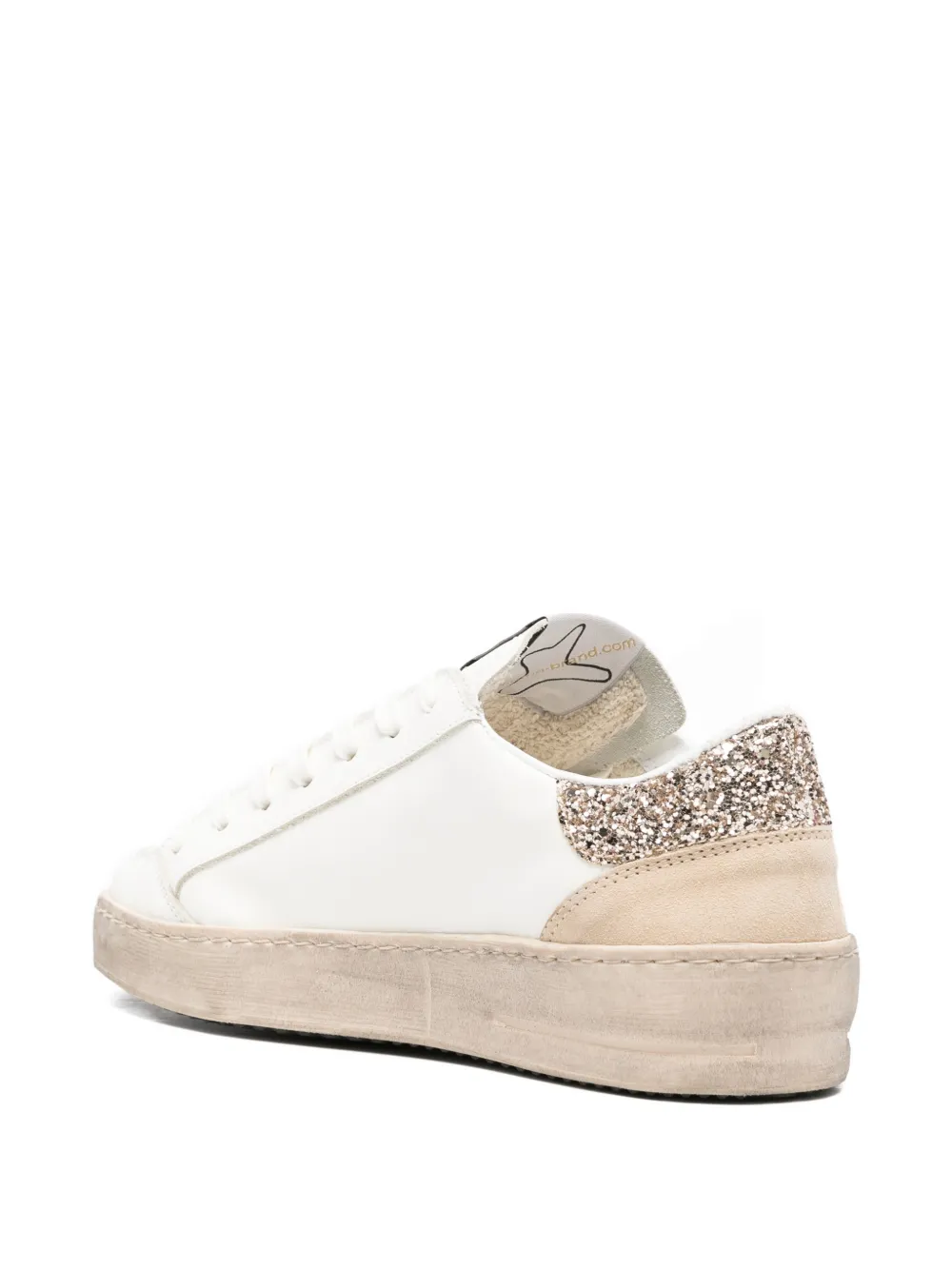 Ama Brand glitter-detail leather sneakers Wit