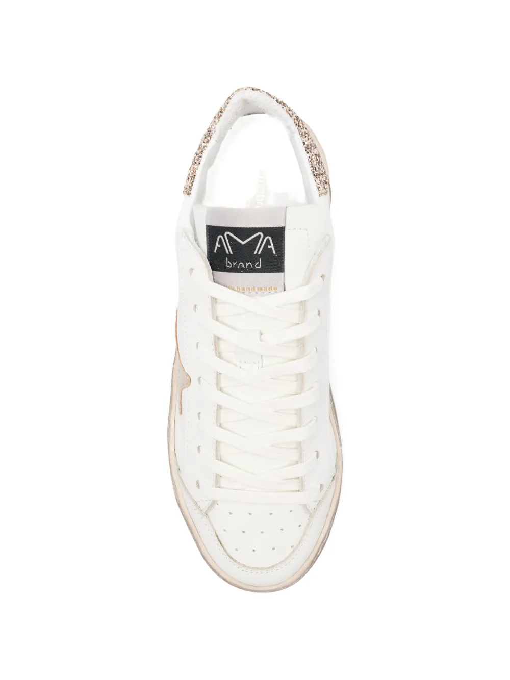 Ama Brand glitter-detail leather sneakers Wit