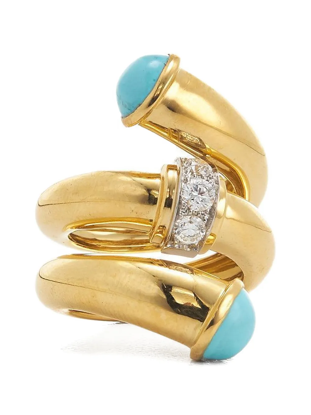 David Webb turquoise and diamond pipe ring - Oro