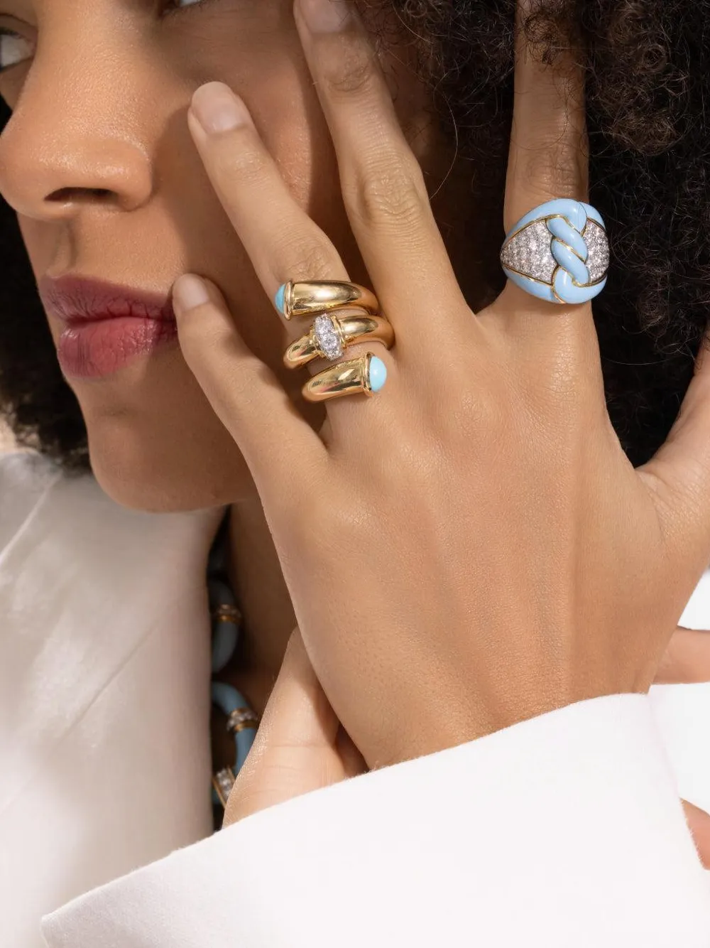 Turquoise And Diamond Pipe Ring