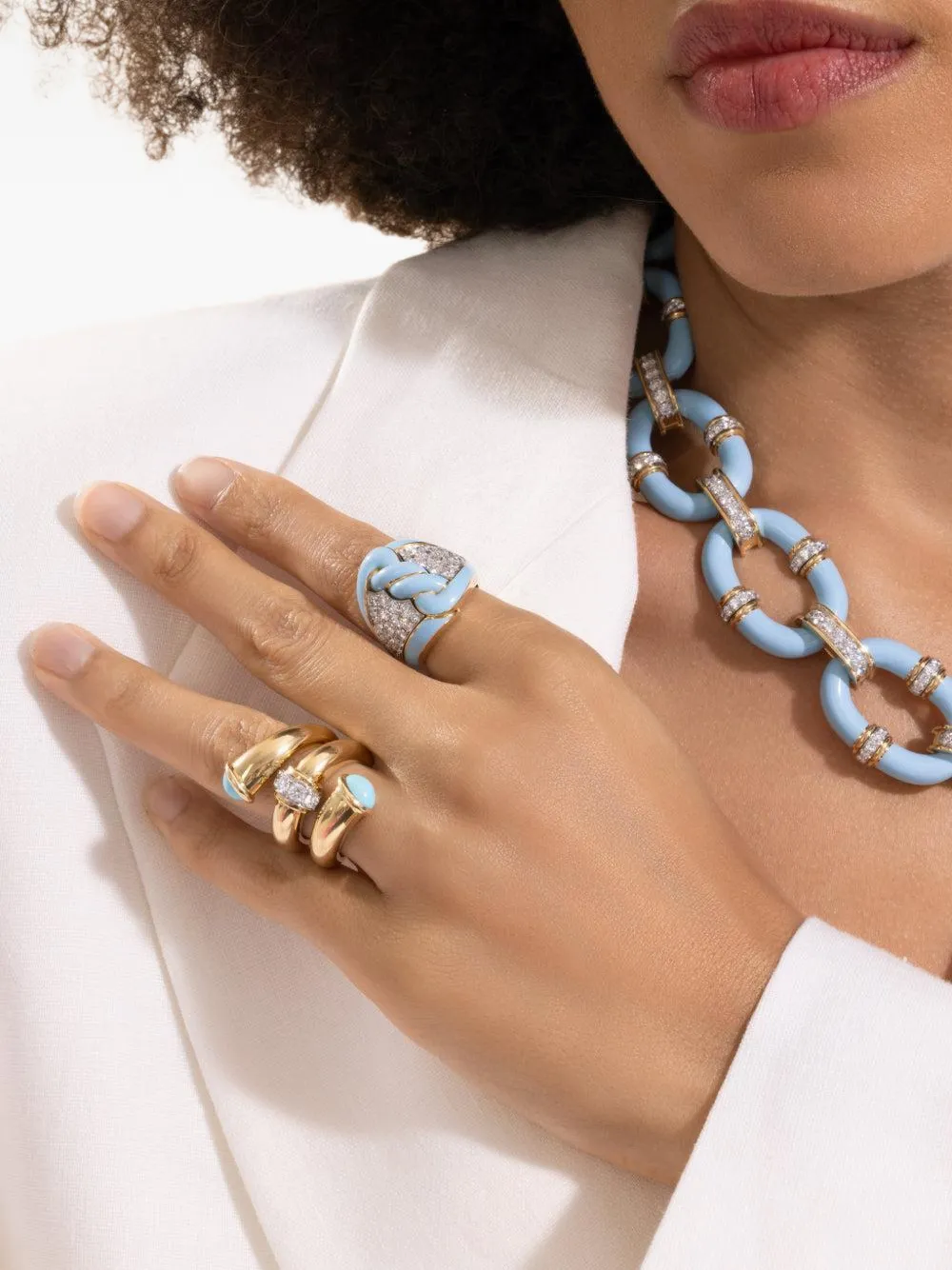 Turquoise And Diamond Pipe Ring