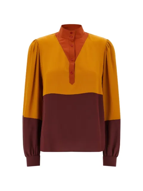 Saint Laurent colourblock high-neck blouse