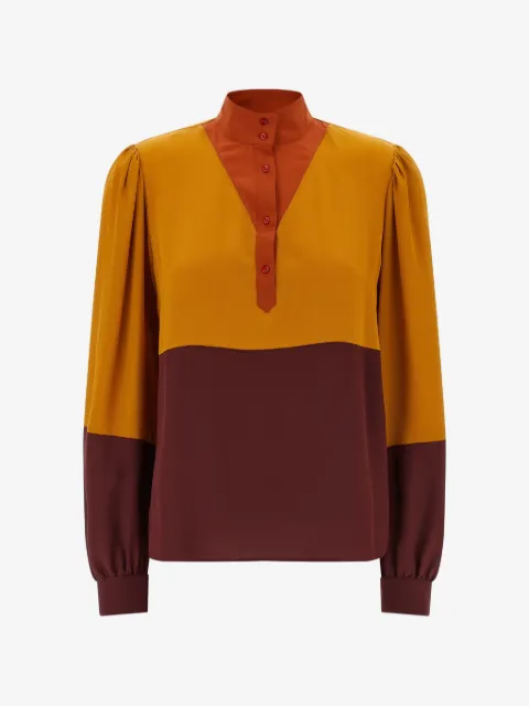 Saint Laurent colourblock high-neck blouse