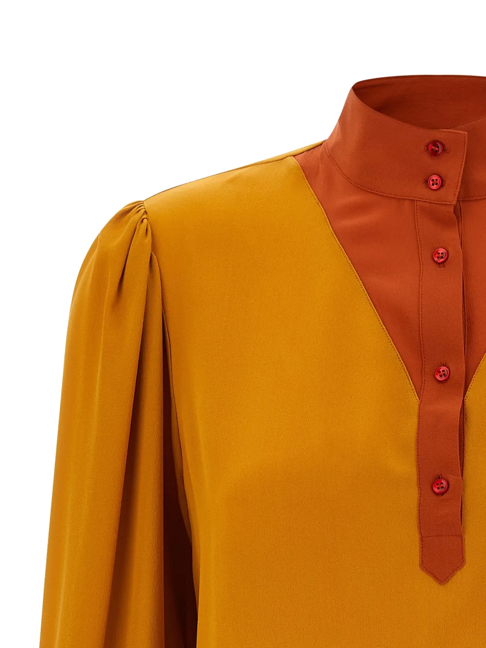  Saint Laurent Colourblock High-neck Blouse - Yellow 