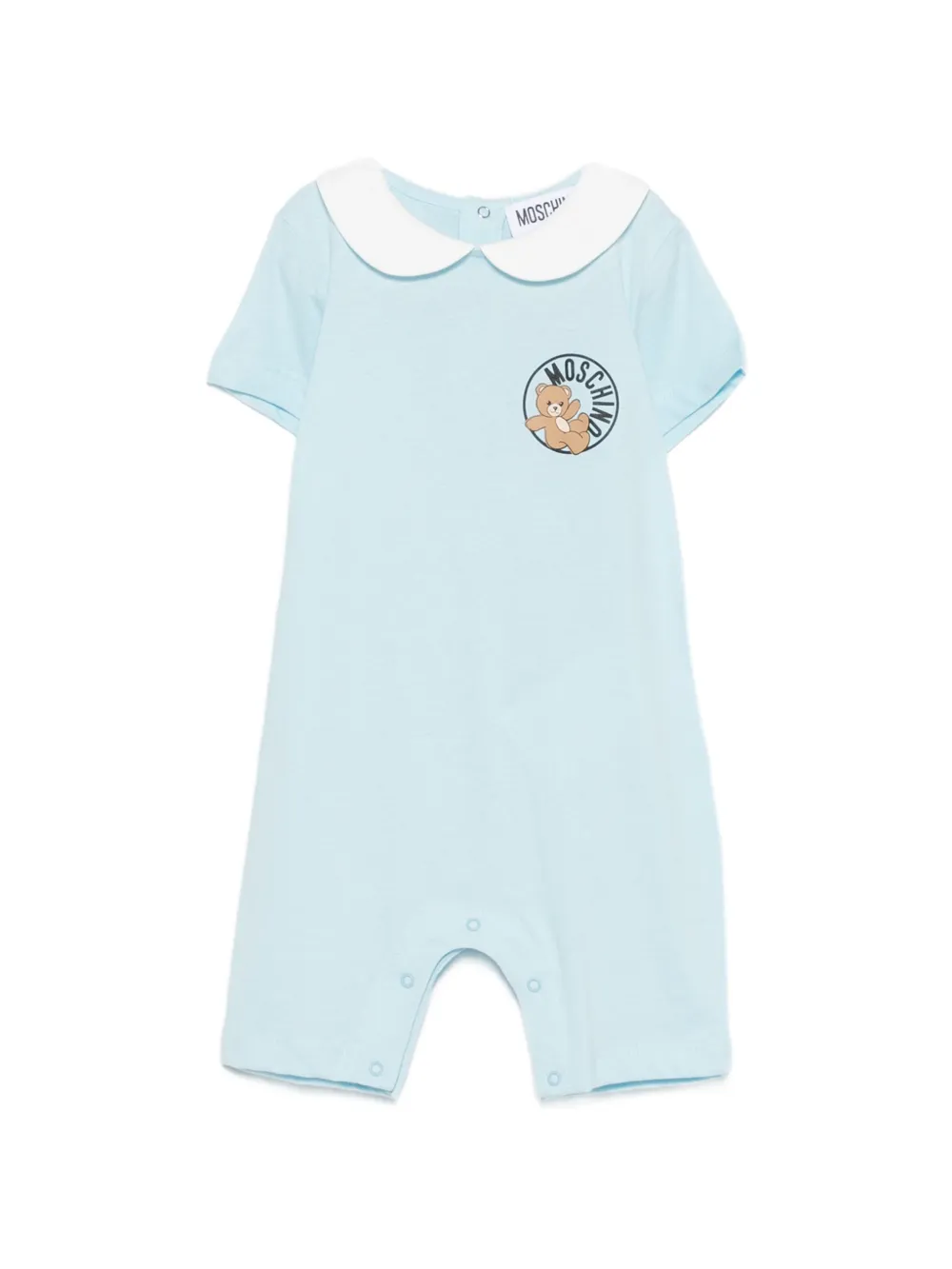 Moschino Kids collared graphic romper - Blu