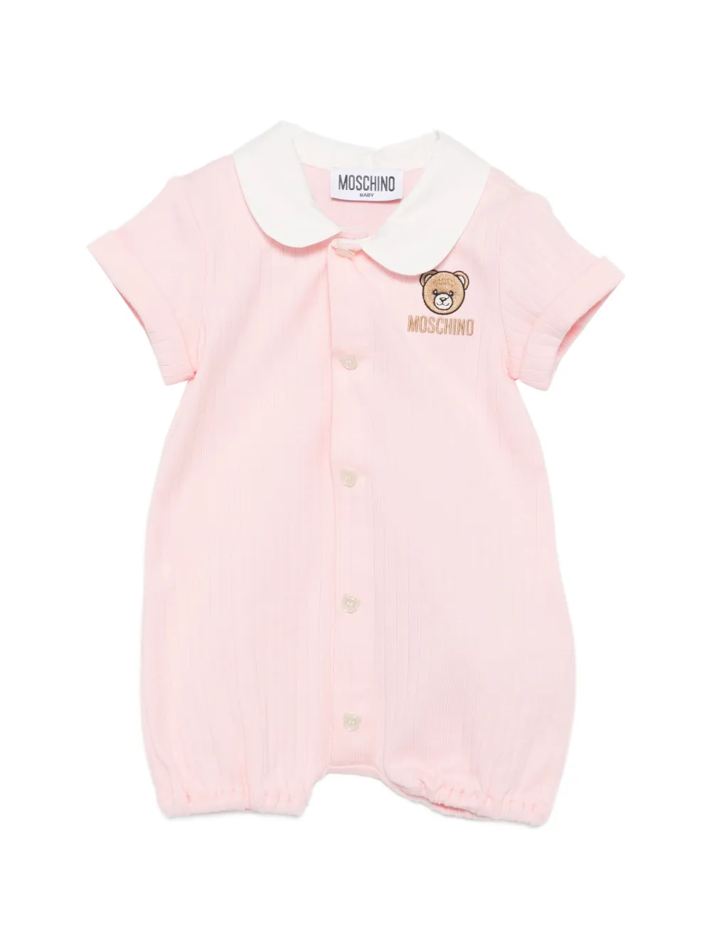 Moschino Kids teddy embroidery romper - Rosa
