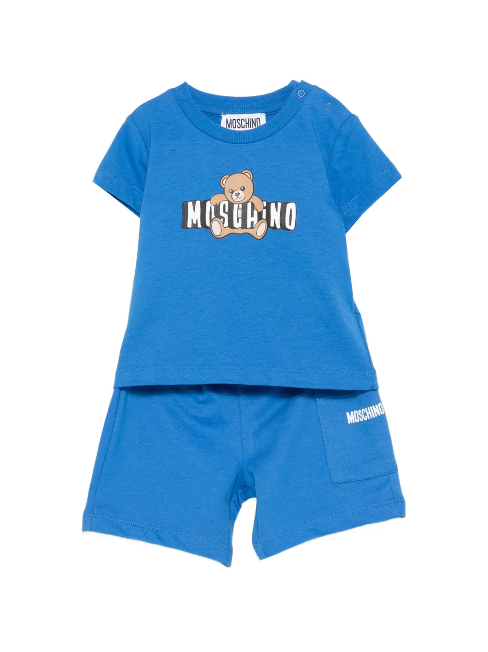 Moschino Kids bear graphic babygrow set - Blau