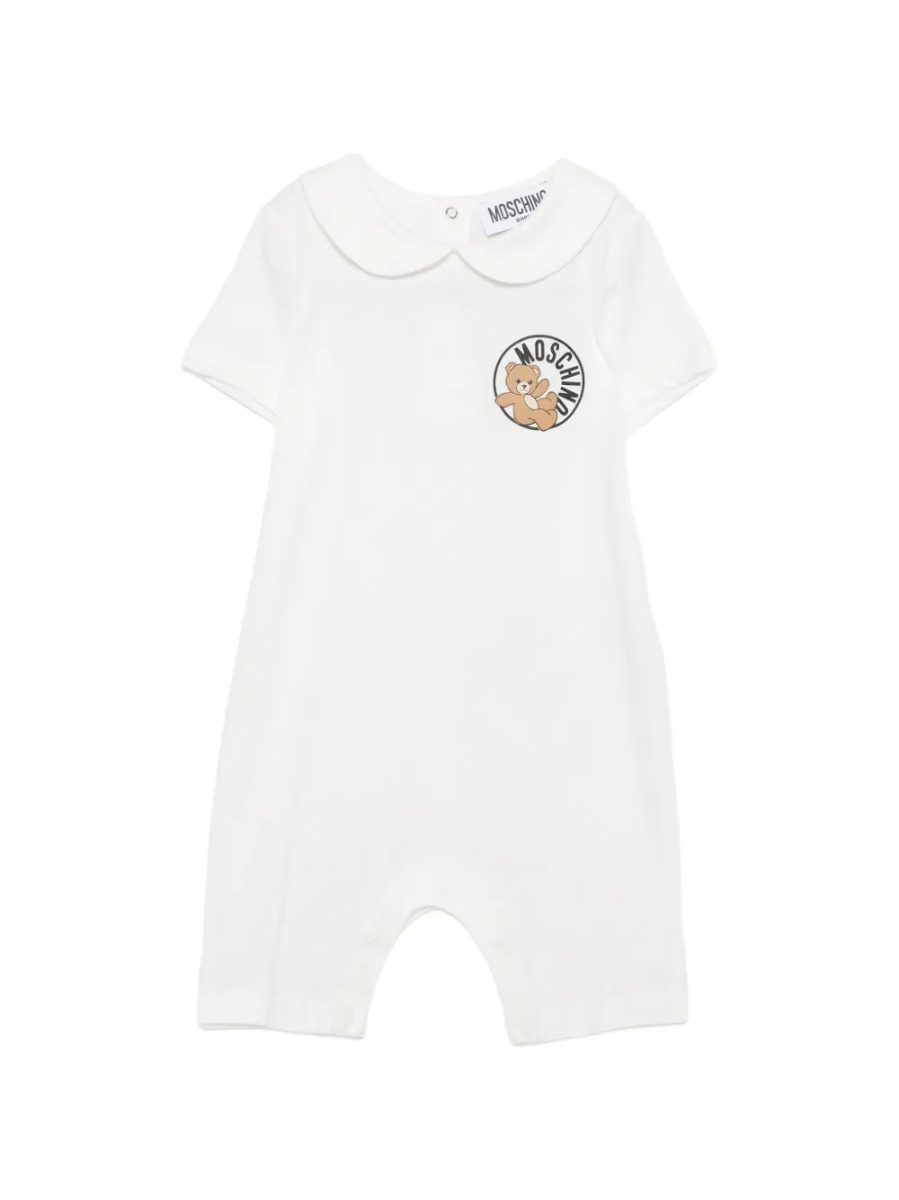 Moschino Kids bear graphic collar romper - Bianco