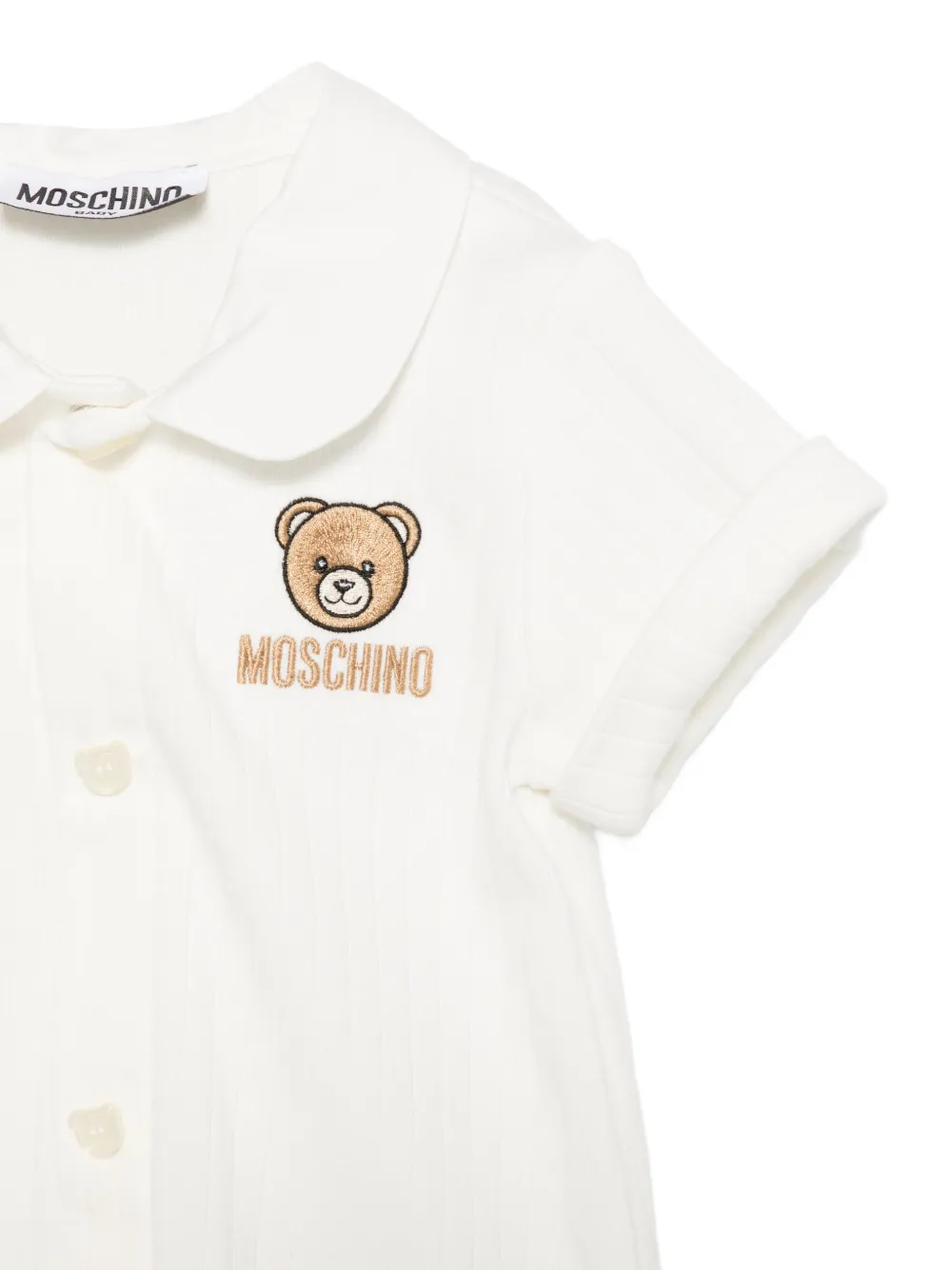  Moschino Kids Teddy Appliqué Romper - White 