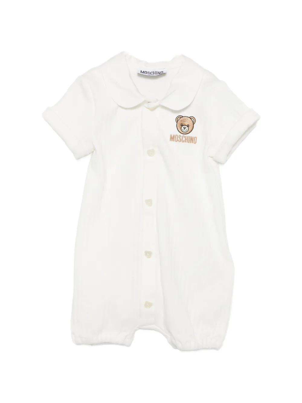 Moschino Kids teddy appliqué romper - Bianco