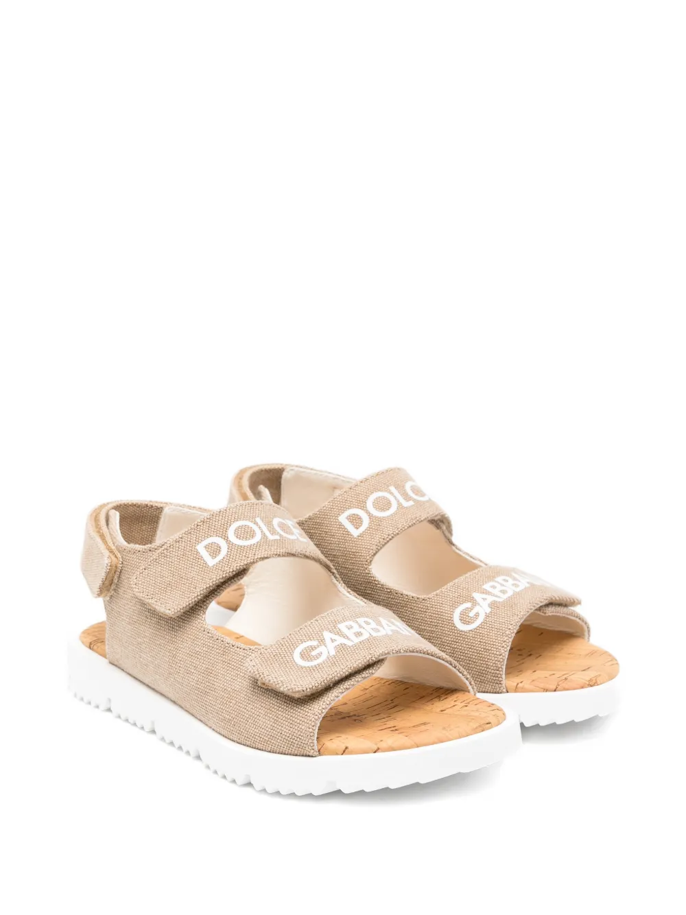 Dolce & Gabbana Kids logo-print strap sandals - Toni neutri