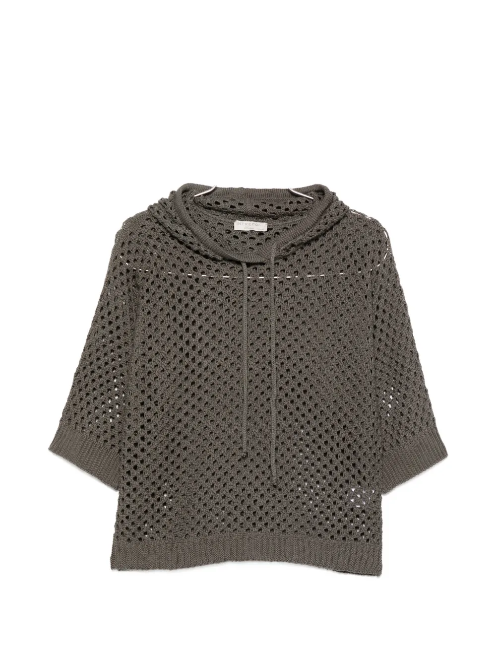 Intrecci ribbed-hem hoodie - Verde