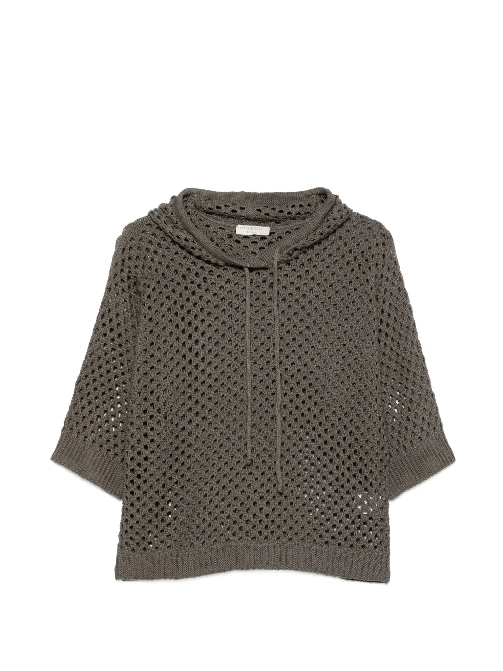 Intrecci ribbed-hem hoodie - Verde