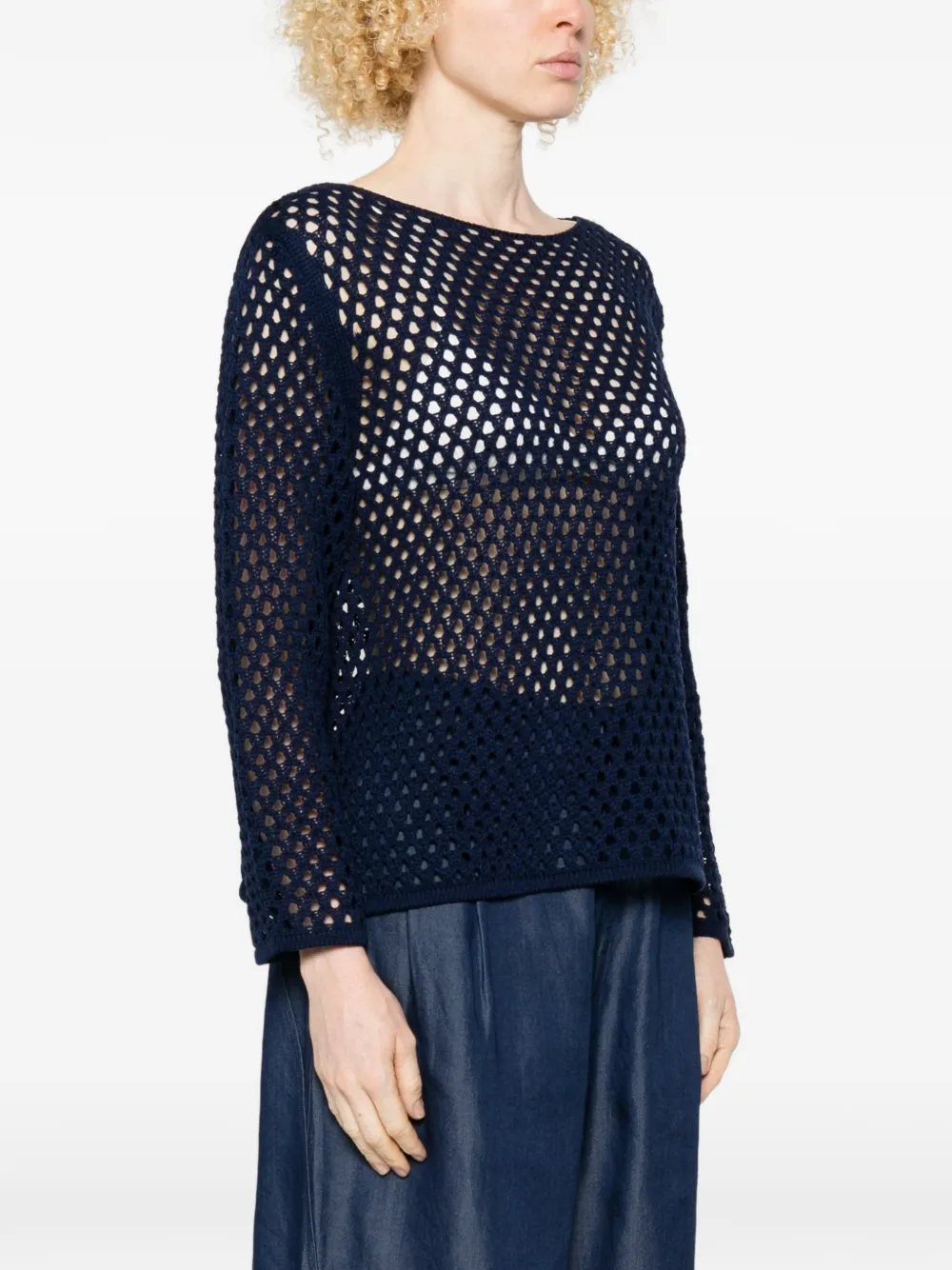  Intrecci Open Knit Sweater - Blue 