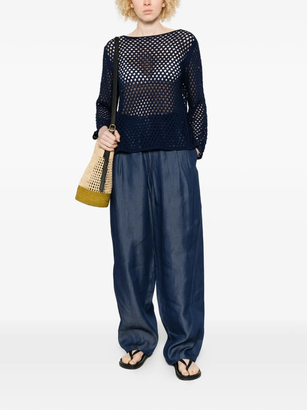  Intrecci Open Knit Sweater - Blue 