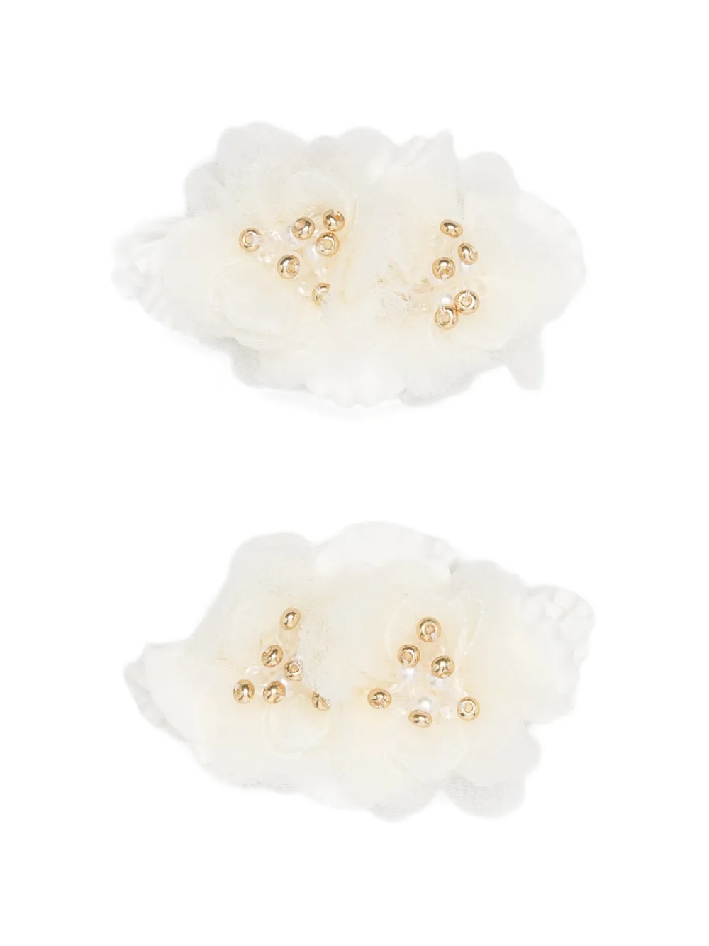 Bonpoint Ellie floral-detail hairclip (set of two) - Bianco