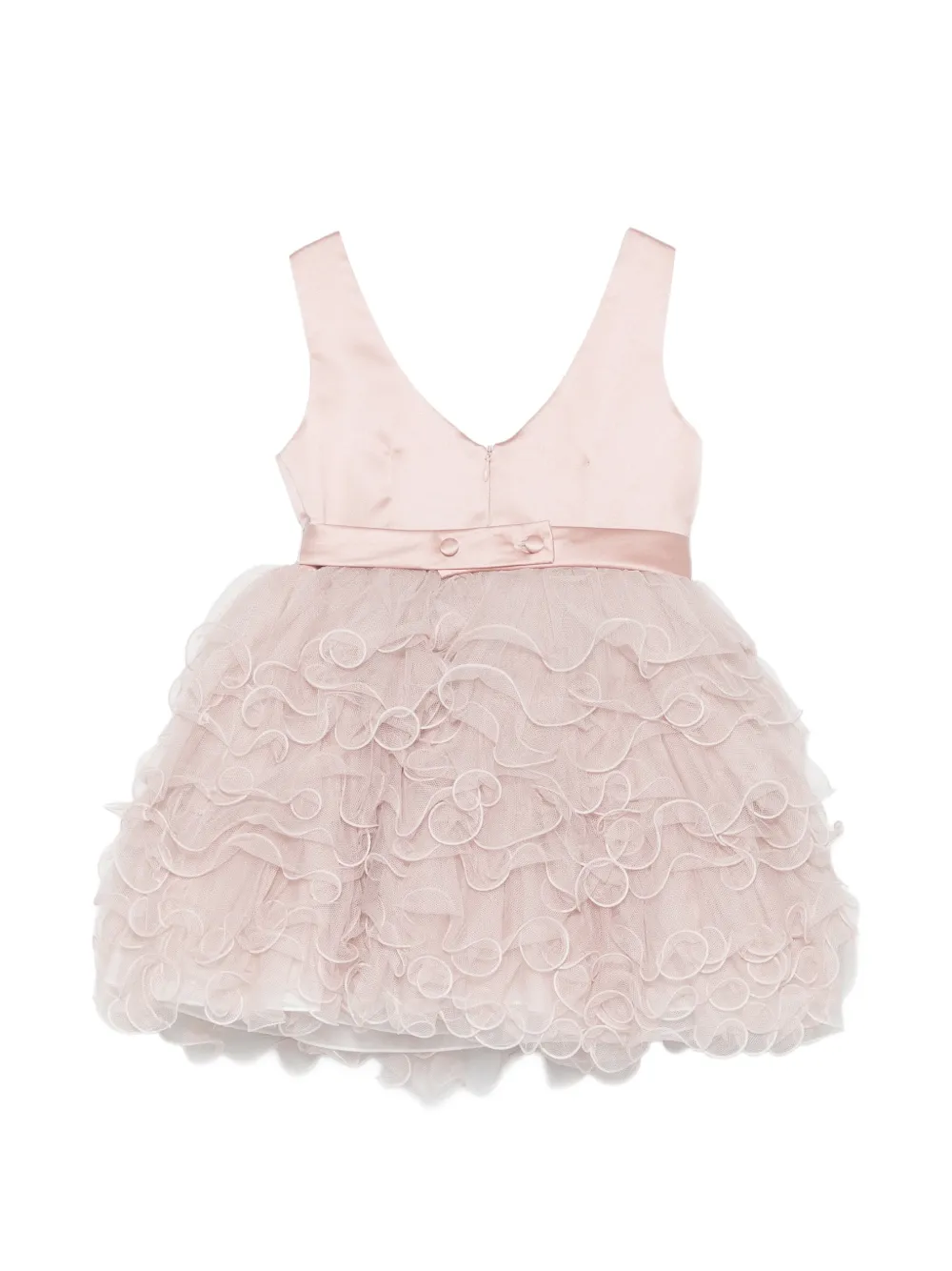 Colorichiari Jurk met ruches en bloemapplicatie Roze