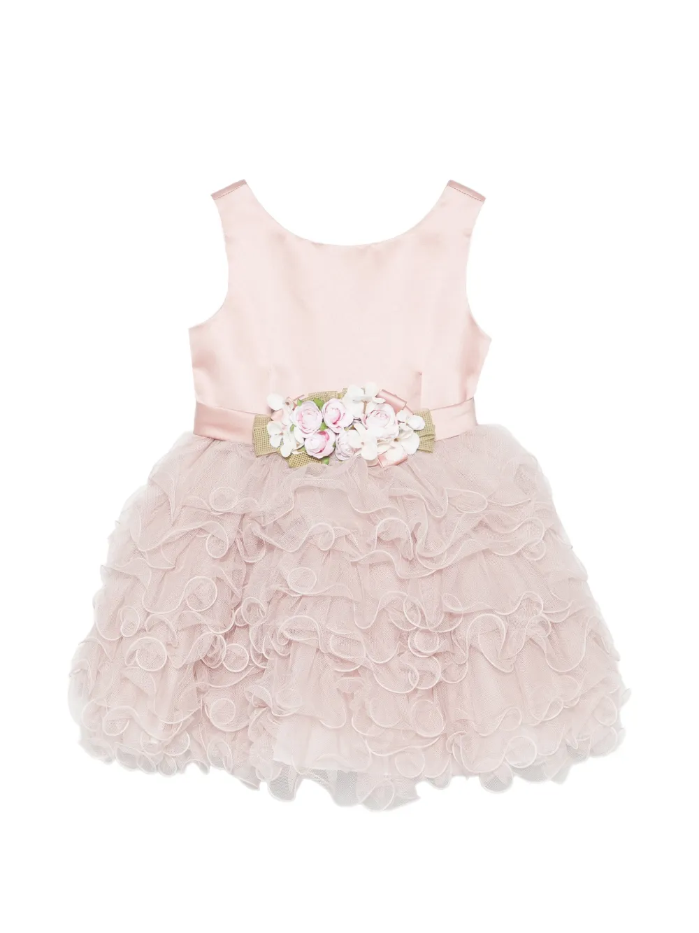Colorichiari ruffled flower-appliqué dress - Rosa