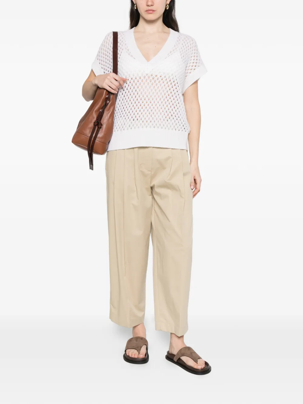 Marella Cropped plooibroek Grijs