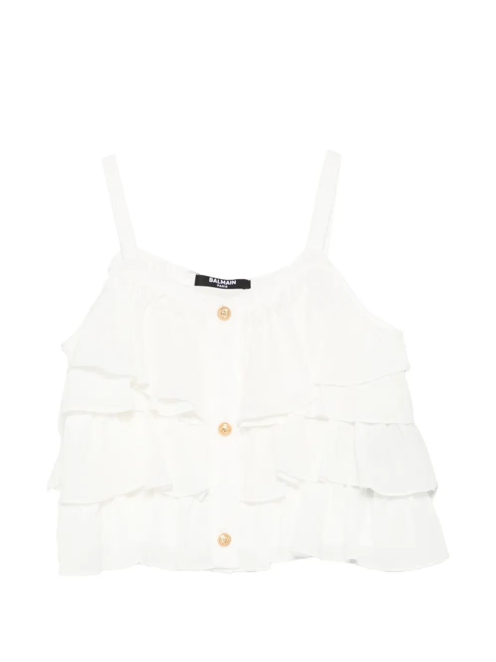 Balmain Kids ruffled buttoned top - Bianco