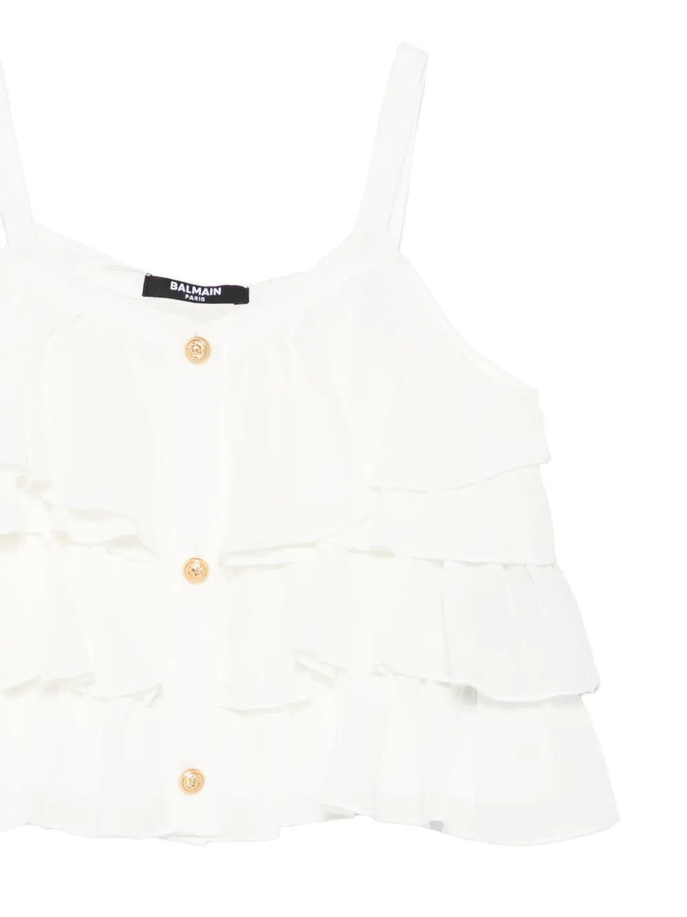  Balmain Kids Ruffled Buttoned Top - White 