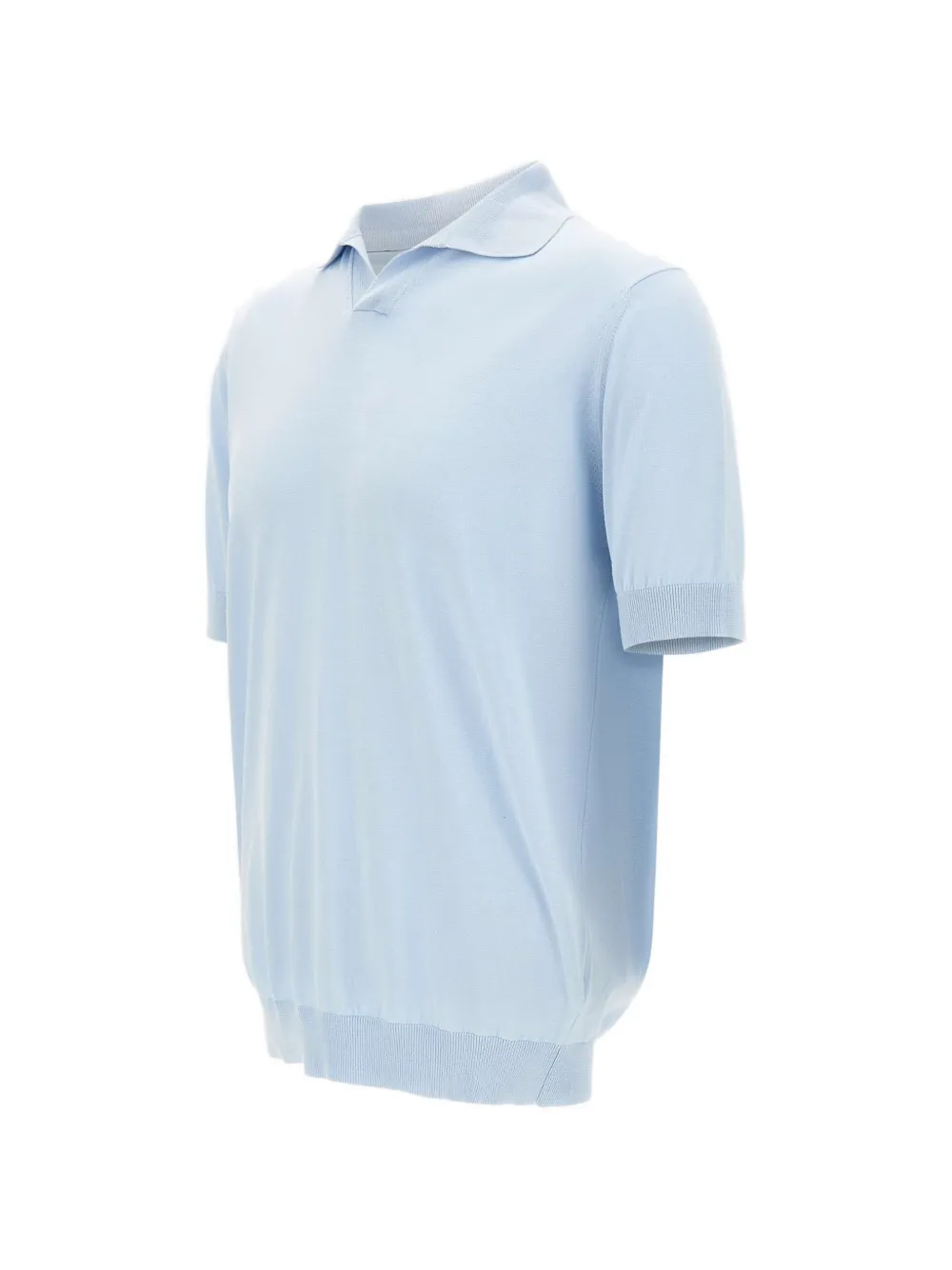Filippo De Laurentiis Poloshirt zonder knopen met V-hals Blauw