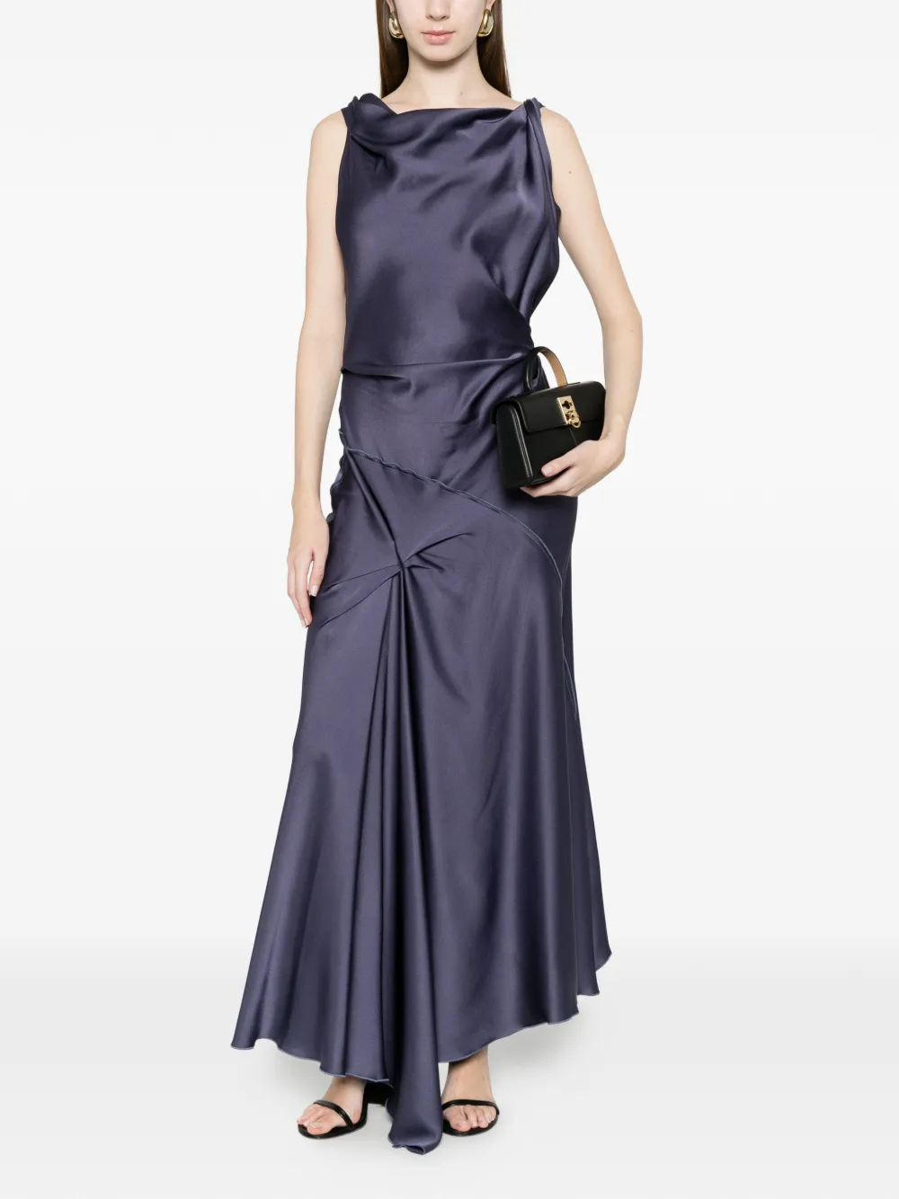  Victoria Beckham Draped Asymmetric Dress - Blue 
