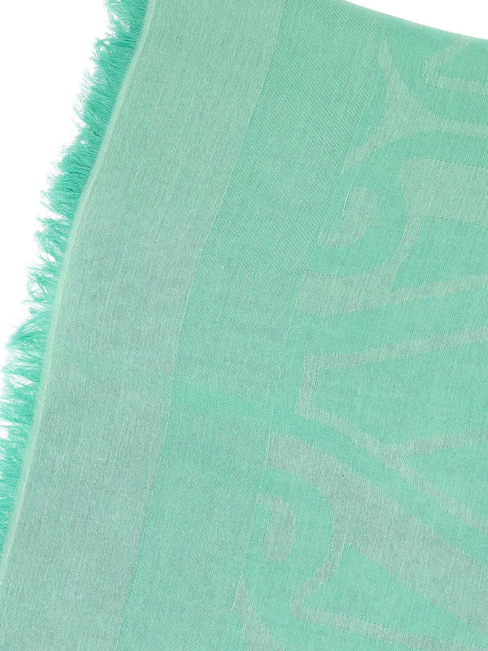Max Mara Sjaal met franje afwerking en jacquard Groen