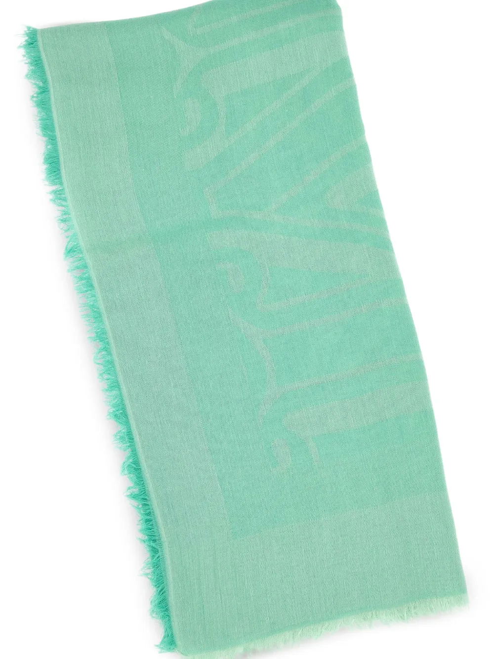Max Mara Sjaal met franje afwerking en jacquard Groen