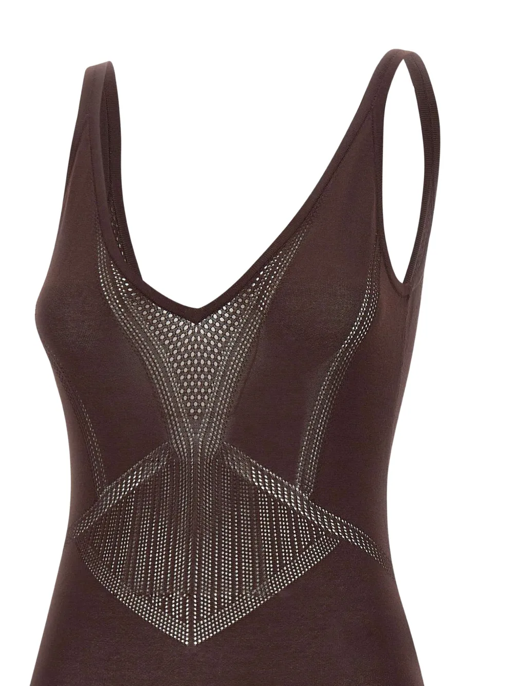 Elisabetta Franchi Opengewerkte body Bruin