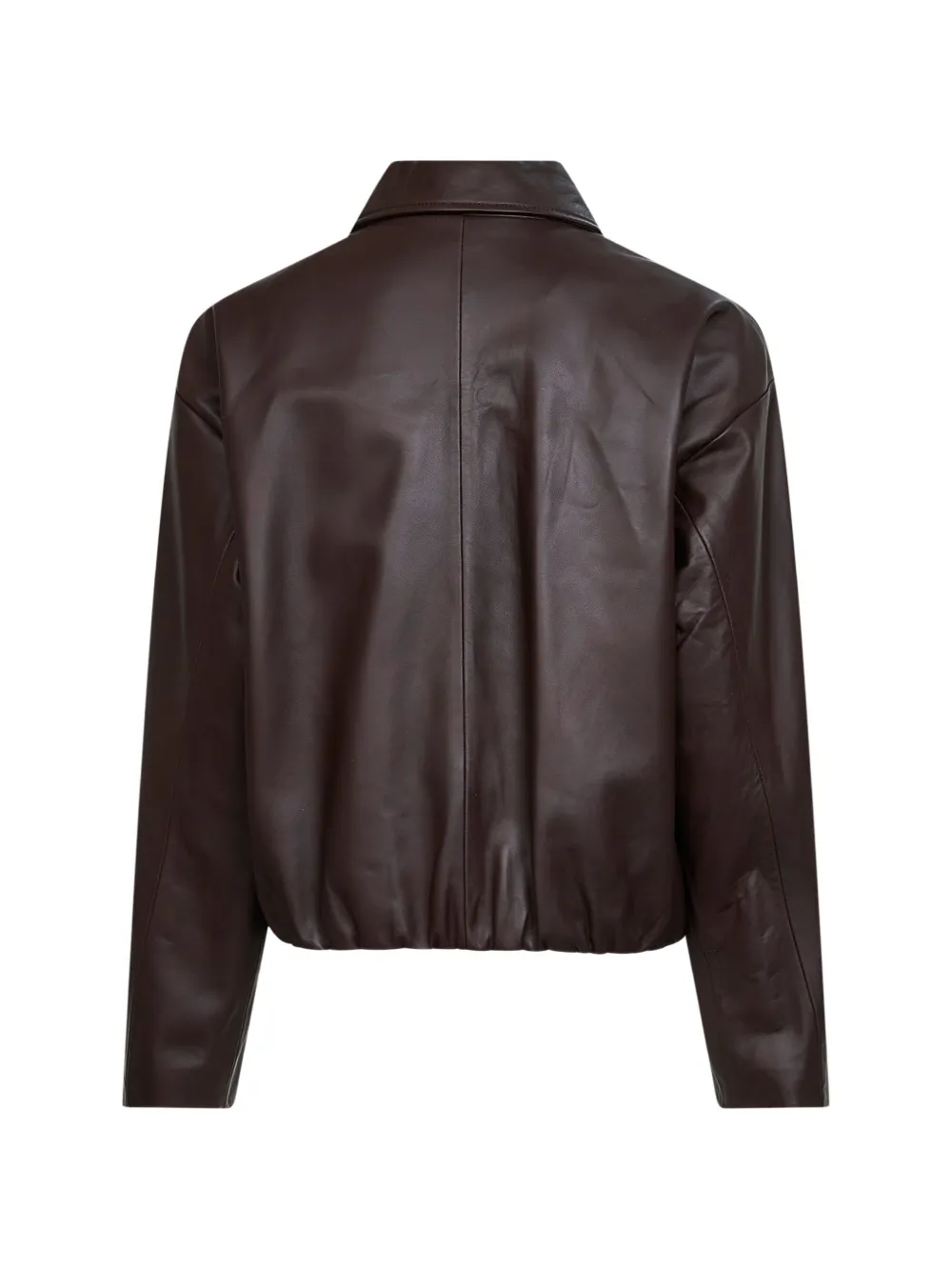Arma Collared Leather Jacket In Brown