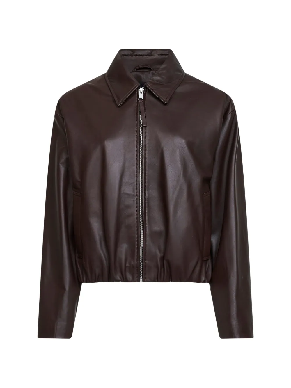 Arma collared leather jacket - Braun