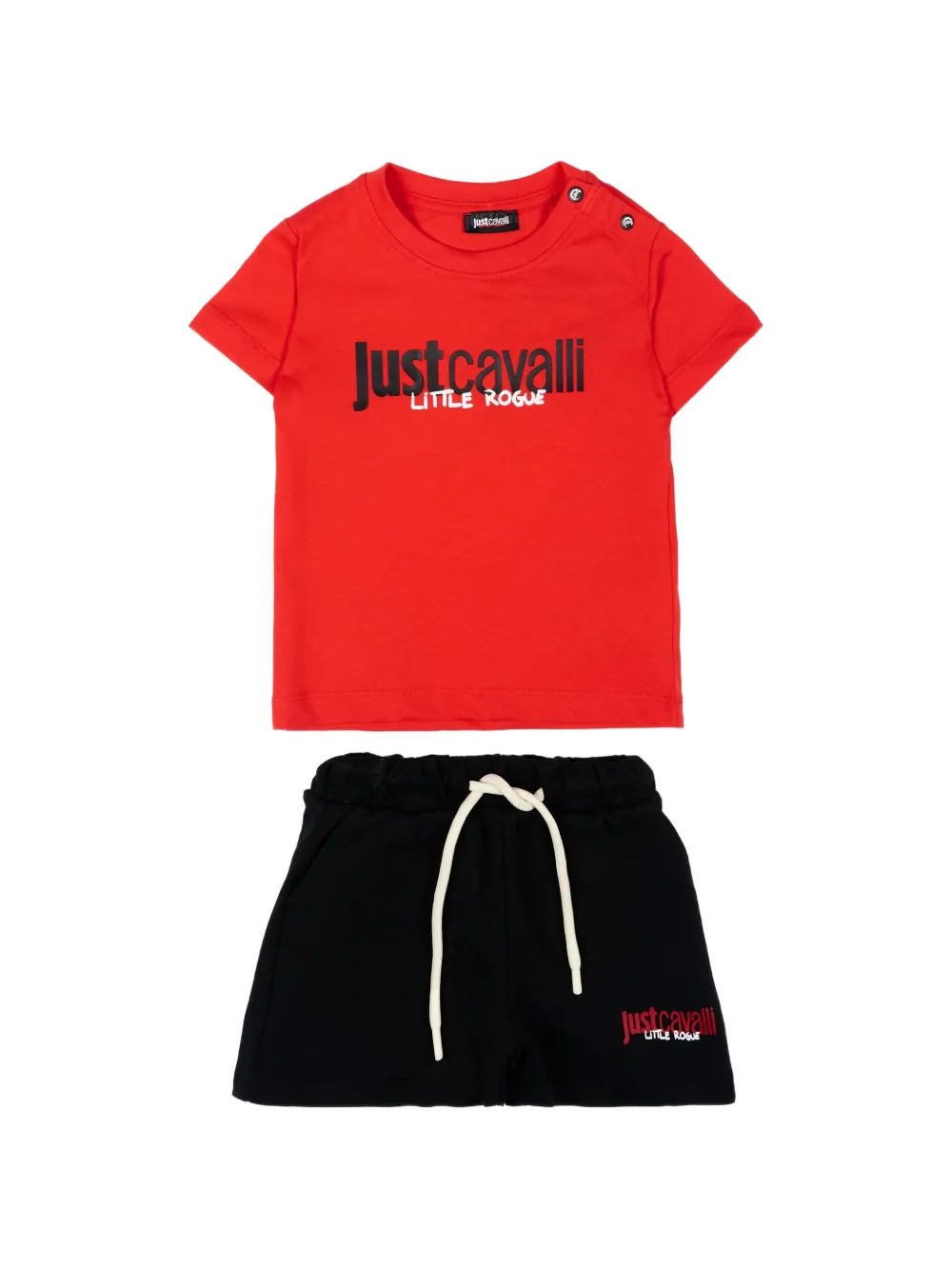 Just Cavalli Kids Shorts set met logoprint Rood