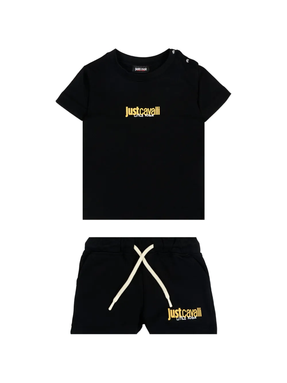 Just Cavalli Babies' Logo-print Shorts Set In Black