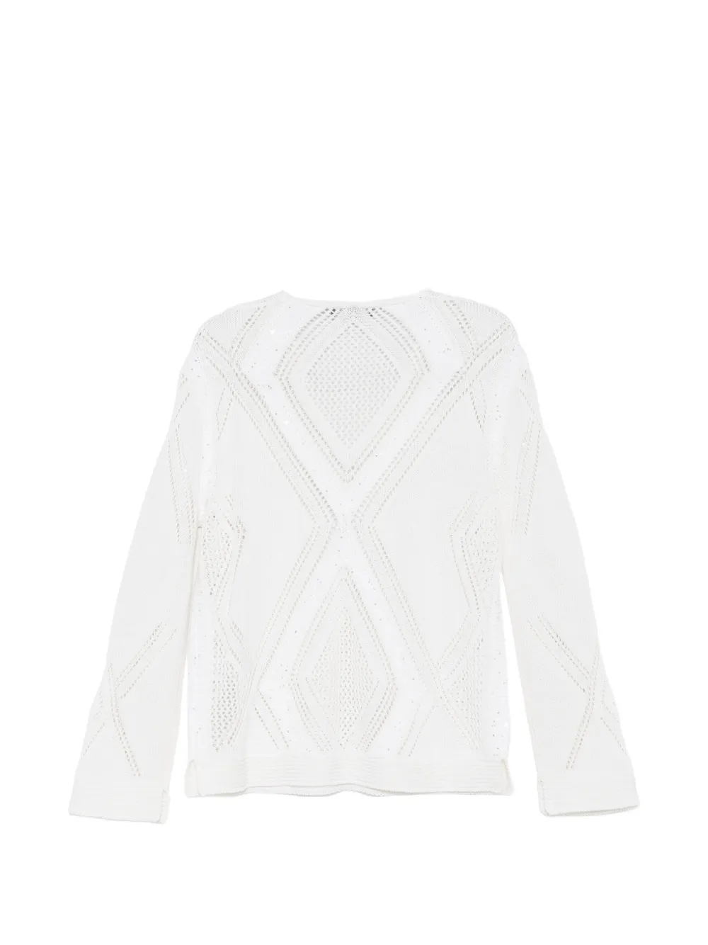  Lorena Antoniazzi Openwork V-neck Sweater - White 