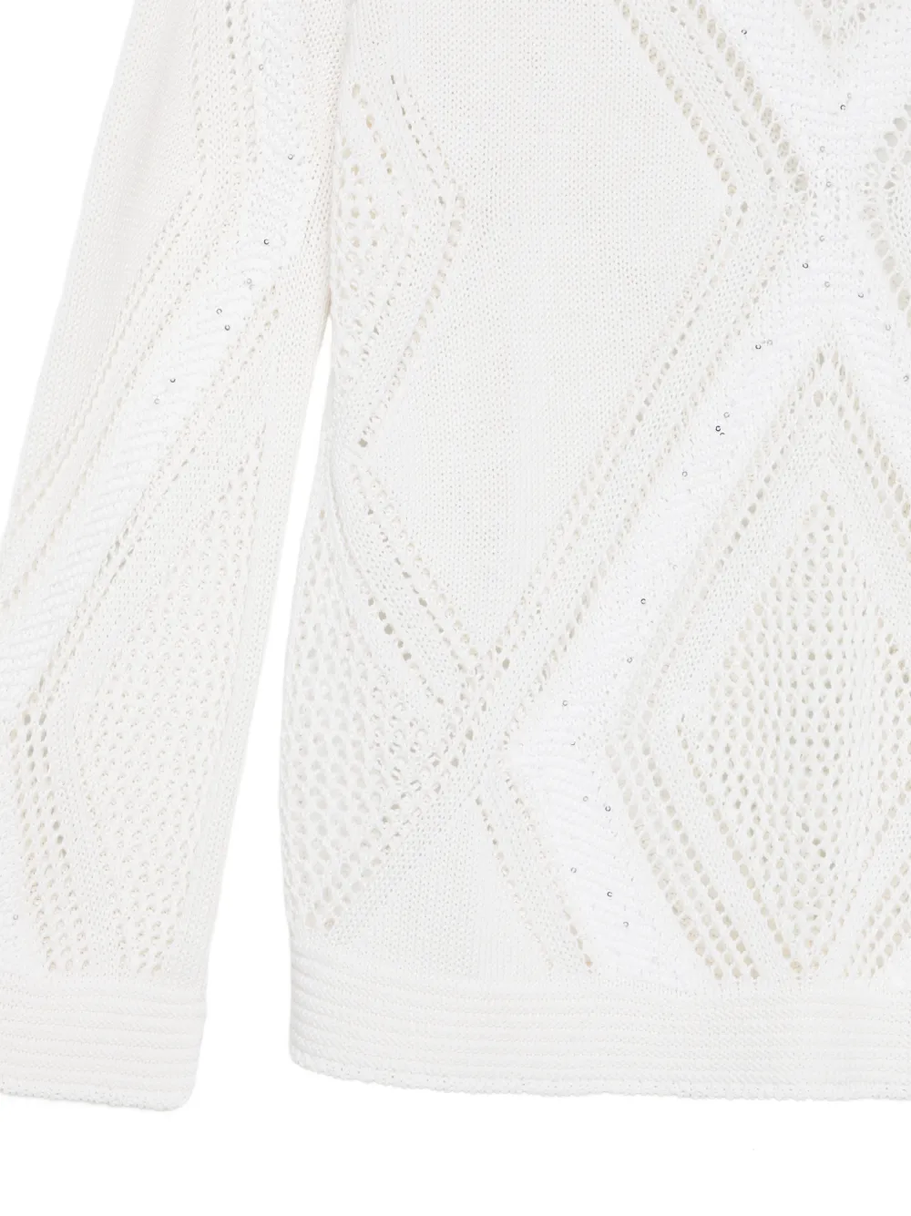  Lorena Antoniazzi Openwork V-neck Sweater - White 