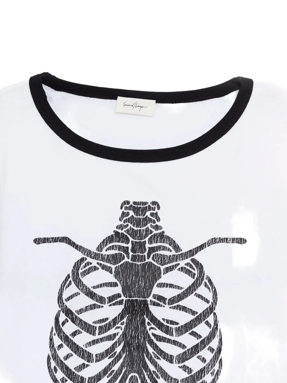  Second/layer Long-sleeved Skeleton-print T-shirt - White 