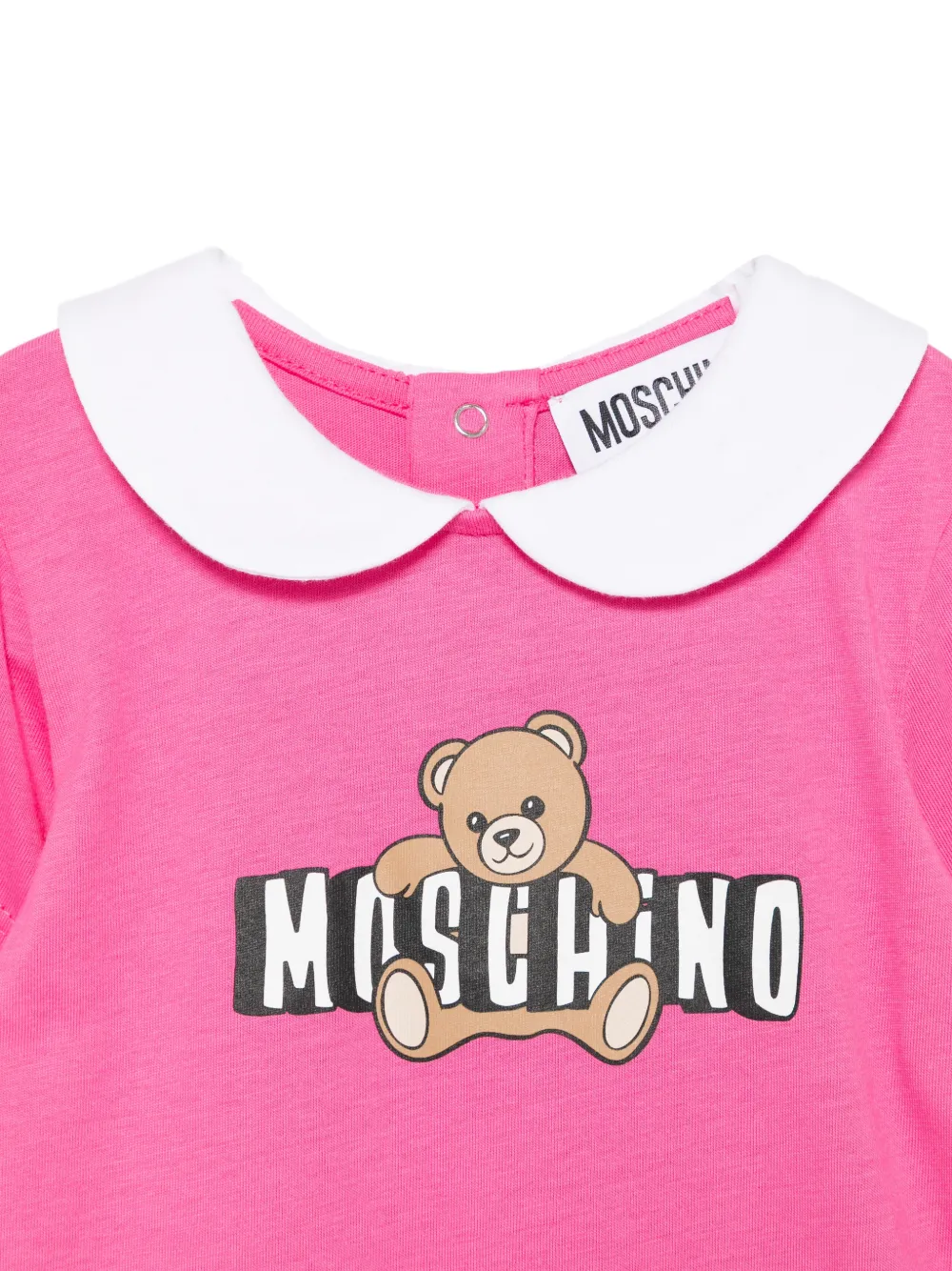 Moschino Kids Peter Pan Collar Teddy Romper - Pink 