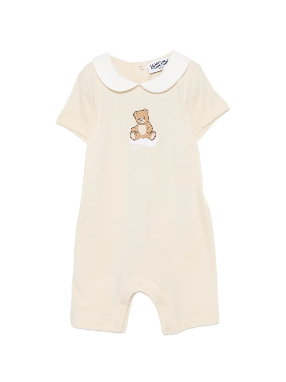 Moschino Kids peter-pan collar teddy romper - Toni neutri