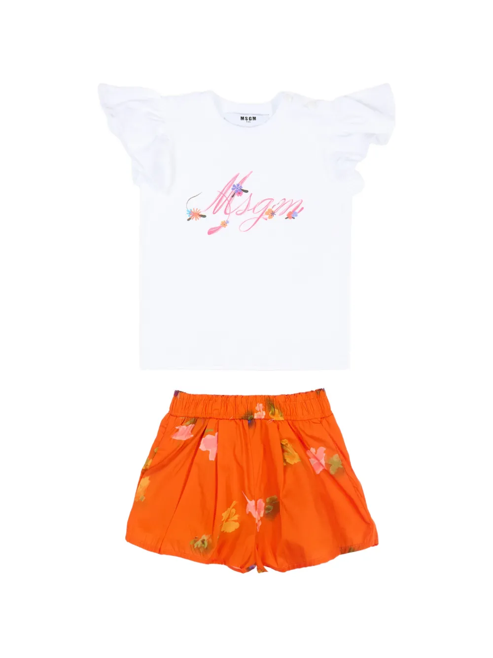 Msgm Babies' Cotton Ruffled Set In Multi